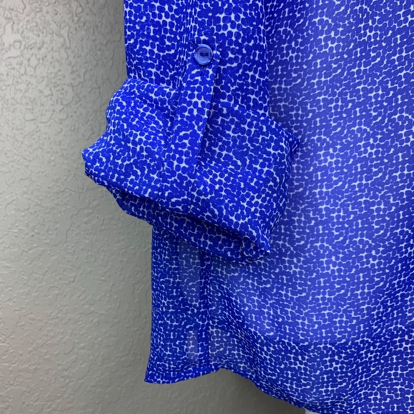 ana Blue White Print Sheer Long Sleeve Top Women's Size L Casu… - Picture 6 of 10